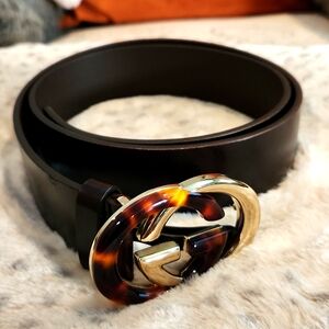 Authentic GUCCI Calfskin Tortoise Gold Interlocking G Belt 90 36